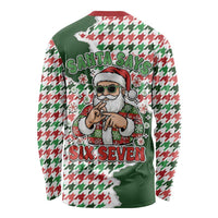 Funny Santa Claus Says Six Seven Long Sleeve Shirt Christmas Houndstooth Pattern - Wonder Print Shop