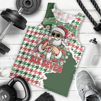 Funny Santa Claus Says Six Seven Men Tank Top Christmas Houndstooth Pattern - Wonder Print Shop