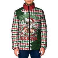 Funny Santa Claus Says Six Seven Padded Jacket Christmas Houndstooth Pattern - Wonder Print Shop