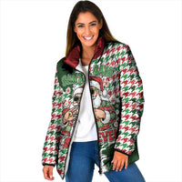 Funny Santa Claus Says Six Seven Padded Jacket Christmas Houndstooth Pattern - Wonder Print Shop