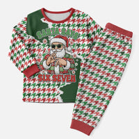 Funny Santa Claus Says Six Seven Christmas Pajama Set Christmas Houndstooth Pattern - Wonder Print Shop