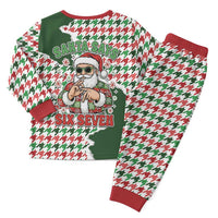 Funny Santa Claus Says Six Seven Christmas Pajama Set Christmas Houndstooth Pattern - Wonder Print Shop