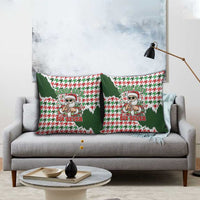 Funny Santa Claus Says Six Seven Pillow Cover Christmas Houndstooth Pattern - Wonder Print Shop