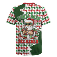 Funny Santa Claus Says Six Seven Rugby Jersey Christmas Houndstooth Pattern - Wonder Print Shop