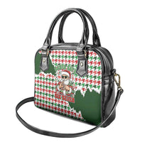 Funny Santa Claus Says Six Seven Shoulder Handbag Christmas Houndstooth Pattern - Wonder Print Shop