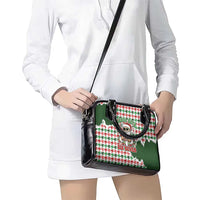 Funny Santa Claus Says Six Seven Shoulder Handbag Christmas Houndstooth Pattern - Wonder Print Shop