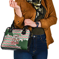 Funny Santa Claus Says Six Seven Shoulder Handbag Christmas Houndstooth Pattern - Wonder Print Shop