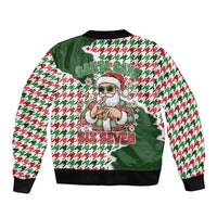 Funny Santa Claus Says Six Seven Sleeve Zip Bomber Jacket Christmas Houndstooth Pattern - Wonder Print Shop
