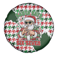 Funny Santa Claus Says Six Seven Spare Tire Cover Christmas Houndstooth Pattern - Wonder Print Shop