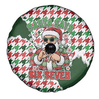 Funny Santa Claus Says Six Seven Spare Tire Cover Christmas Houndstooth Pattern - Wonder Print Shop