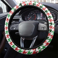 Funny Santa Claus Says Six Seven Steering Wheel Cover Christmas Houndstooth Pattern - Wonder Print Shop