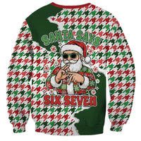 Funny Santa Claus Says Six Seven Sweatshirt Christmas Houndstooth Pattern - Wonder Print Shop