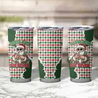 Funny Santa Claus Says Six Seven Tumbler Cup Christmas Houndstooth Pattern - Wonder Print Shop