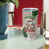 Funny Santa Claus Says Six Seven Tumbler Cup Christmas Houndstooth Pattern - Wonder Print Shop