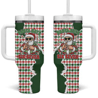Funny Santa Claus Says Six Seven Tumbler With Handle Christmas Houndstooth Pattern - Wonder Print Shop