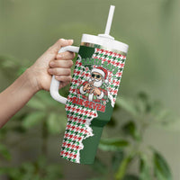 Funny Santa Claus Says Six Seven Tumbler With Handle Christmas Houndstooth Pattern - Wonder Print Shop