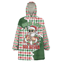 Funny Santa Claus Says Six Seven Wearable Blanket Hoodie Christmas Houndstooth Pattern - Wonder Print Shop