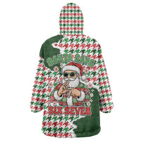Funny Santa Claus Says Six Seven Wearable Blanket Hoodie Christmas Houndstooth Pattern - Wonder Print Shop