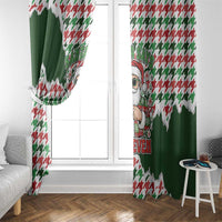 Funny Santa Claus Says Six Seven Window Curtain Christmas Houndstooth Pattern - Wonder Print Shop
