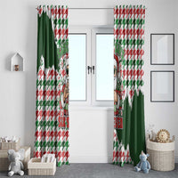 Funny Santa Claus Says Six Seven Window Curtain Christmas Houndstooth Pattern - Wonder Print Shop