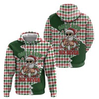 Funny Santa Claus Says Six Seven Zip Hoodie Christmas Houndstooth Pattern - Wonder Print Shop