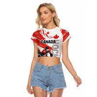 Custom Canada Hockey Raglan Cropped T Shirt Canada Owns Hockey - Wonder Print Shop