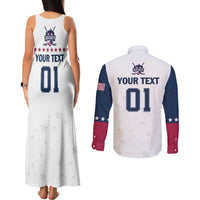 Custom USA Hockey Couples Matching Tank Maxi Dress and Long Sleeve Button Shirt Team USA Champions - Wonder Print Shop