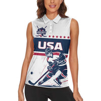 Custom USA Hockey Women Sleeveless Polo Shirt Team USA Champions - Wonder Print Shop