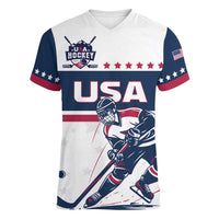 Custom USA Hockey Women V-Neck T-Shirt Team USA Champions - Wonder Print Shop