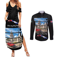 Cuba El Capitolio Couples Matching Summer Maxi Dress and Long Sleeve Button Shirt Where My Story Begin - Wonder Print Shop