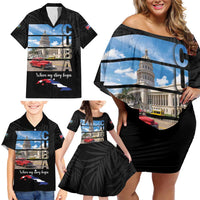 Cuba El Capitolio Family Matching Off Shoulder Short Dress and Hawaiian Shirt Where My Story Begin - Wonder Print Shop