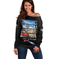 Cuba El Capitolio Off Shoulder Sweater Where My Story Begin - Wonder Print Shop