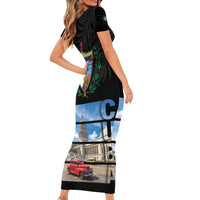 Cuba El Capitolio Short Sleeve Bodycon Dress Where My Story Begin - Wonder Print Shop