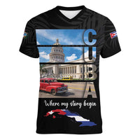 Cuba El Capitolio Women V-Neck T-Shirt Where My Story Begin - Wonder Print Shop