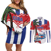 Cuba Patria Y Vida Couples Matching Off Shoulder Short Dress and Long Sleeve Button Shirt Cuban Trogon Unique - Wonder Print Shop