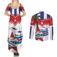 Cuba Patria Y Vida Couples Matching Summer Maxi Dress and Long Sleeve Button Shirt Cuban Trogon Unique - Wonder Print Shop