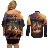 Three Kings Day Couples Matching Off Shoulder Short Dress and Long Sleeve Button Shirt Epiphany Dia de los Reyes - Wonder Print Shop