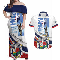 Panama Martyrs Day Couples Matching Off Shoulder Maxi Dress and Hawaiian Shirt Dia de los Martires - Wonder Print Shop