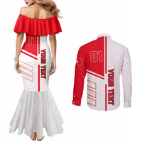 Tunisia Football Couples Matching Mermaid Dress and Long Sleeve Button Shirt Go Eagles of Carthage