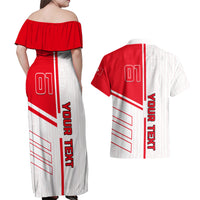 Tunisia Football Couples Matching Off Shoulder Maxi Dress and Hawaiian Shirt Go Eagles of Carthage - Wonder Print Shop