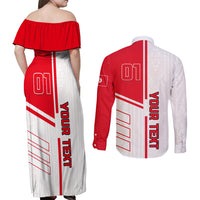 Tunisia Football Couples Matching Off Shoulder Maxi Dress and Long Sleeve Button Shirt Go Eagles of Carthage - Wonder Print Shop