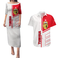 Tunisia Football Couples Matching Puletasi and Hawaiian Shirt Go Eagles of Carthage - Wonder Print Shop