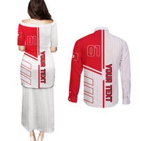 Tunisia Football Couples Matching Puletasi and Long Sleeve Button Shirt Go Eagles of Carthage - Wonder Print Shop