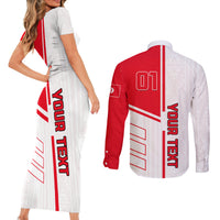 Tunisia Football Couples Matching Short Sleeve Bodycon Dress and Long Sleeve Button Shirt Go Eagles of Carthage - Wonder Print Shop