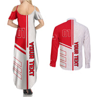 Tunisia Football Couples Matching Summer Maxi Dress and Long Sleeve Button Shirt Go Eagles of Carthage - Wonder Print Shop