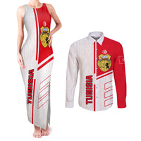 Tunisia Football Couples Matching Tank Maxi Dress and Long Sleeve Button Shirt Go Eagles of Carthage - Wonder Print Shop