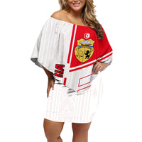 Tunisia Football Family Matching Off Shoulder Short Dress and Hawaiian Shirt Go Eagles of Carthage - Wonder Print Shop