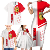 Tunisia Football Family Matching Short Sleeve Bodycon Dress and Hawaiian Shirt Go Eagles of Carthage - Wonder Print Shop