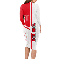 Tunisia Football Long Sleeve Bodycon Dress Go Eagles of Carthage - Wonder Print Shop