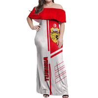 Tunisia Football Off Shoulder Maxi Dress Go Eagles of Carthage - Wonder Print Shop